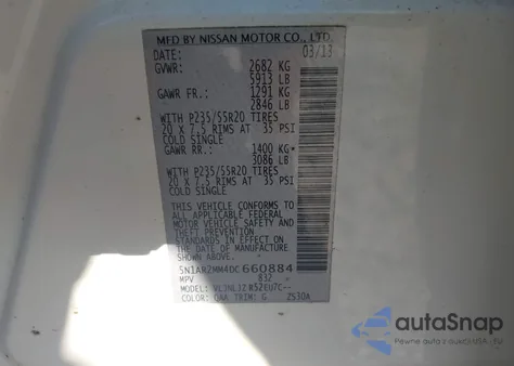 2013 Nissan Pathfinder Platinum from USA, damaged, VIN 5N1AR2MM4DC660884